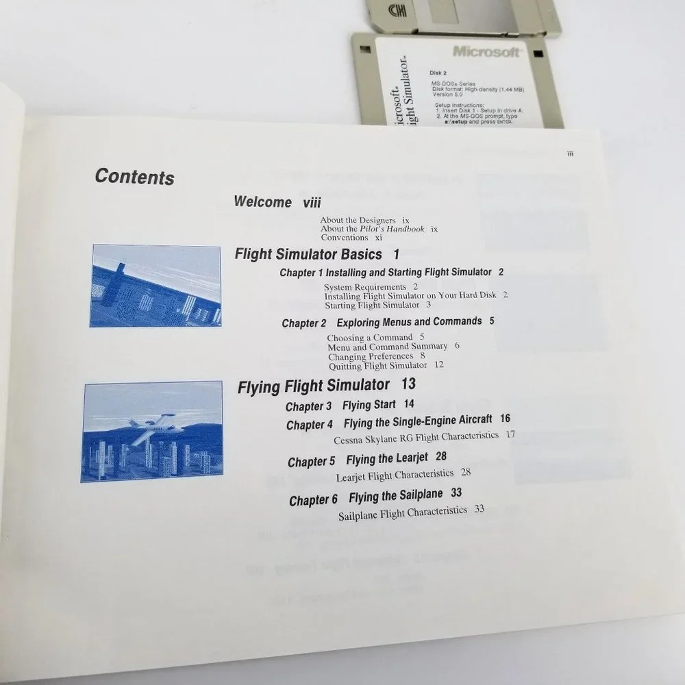 Microsoft Flight Simulator 5.0 PC Hard Disc Handbook Airplane School Computer